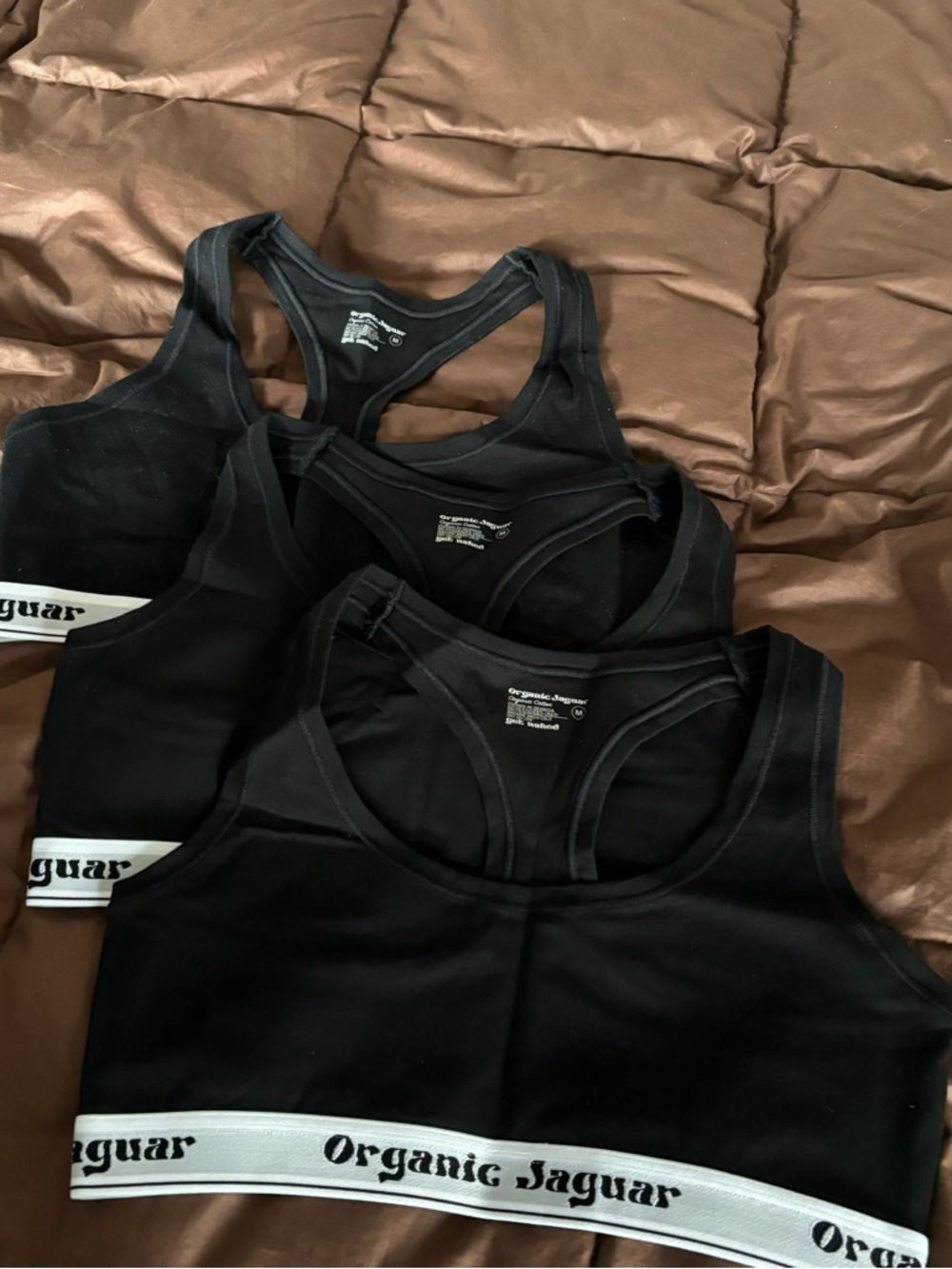 **BRAND New**Organic Jaguar 3PK Bra-Size M-100% Organic Cotton-made In Usa Black - Picture 4 of 5